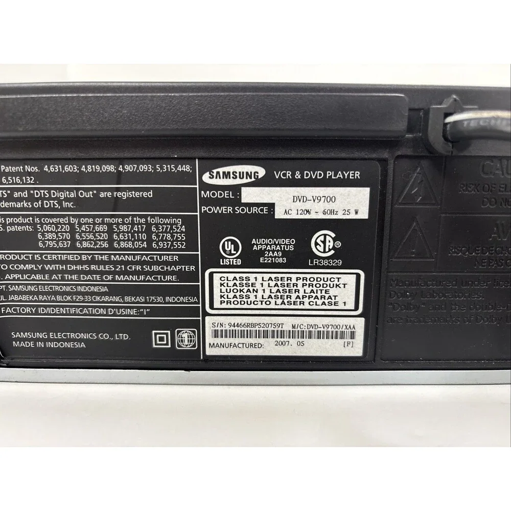 Samsung DVD-V9700 DVD VCR Combo Player HDMI/RCA - Tested Working No Remote